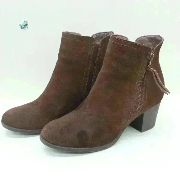 Sketchers Taxi-Short Gore Women’s Brown Leather Zipper Ankle Bootie Size US 8.5 - Picture 1 of 11